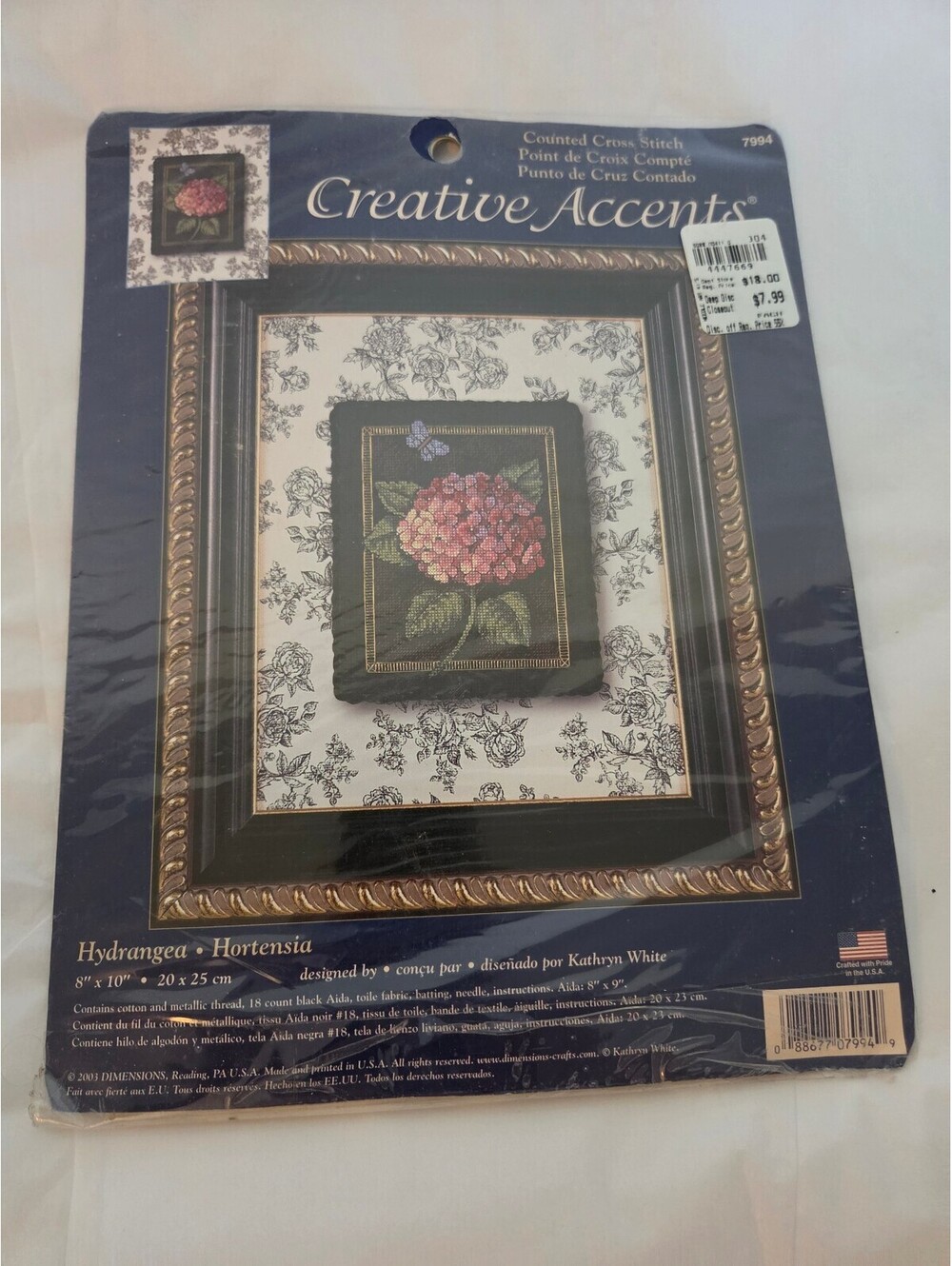 NEW SEALED Dimensions Hydrangea Counted Cross Stitch Kit 7994 Kathryn White 2003